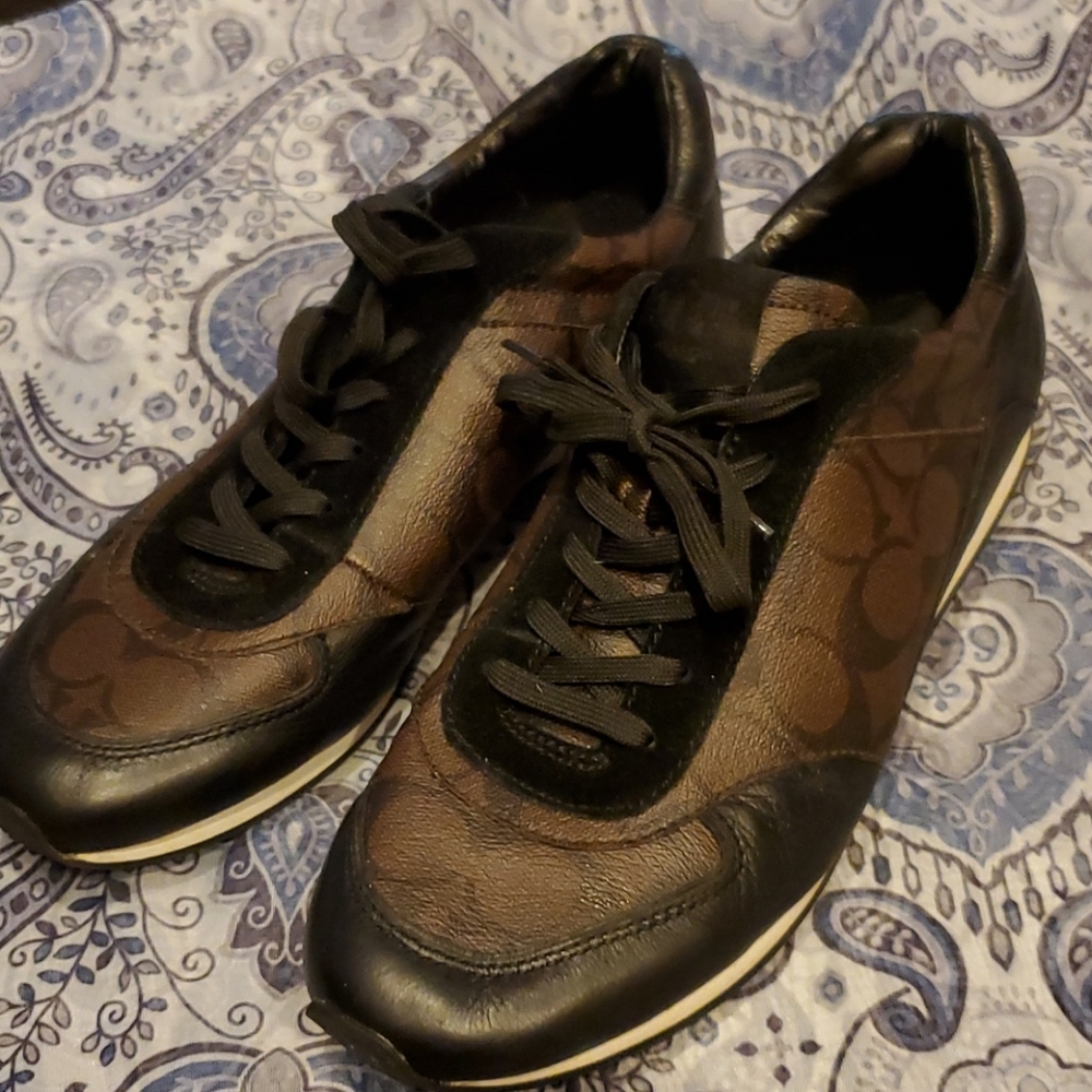 Coach Monogrammed Mahogany Sneakers